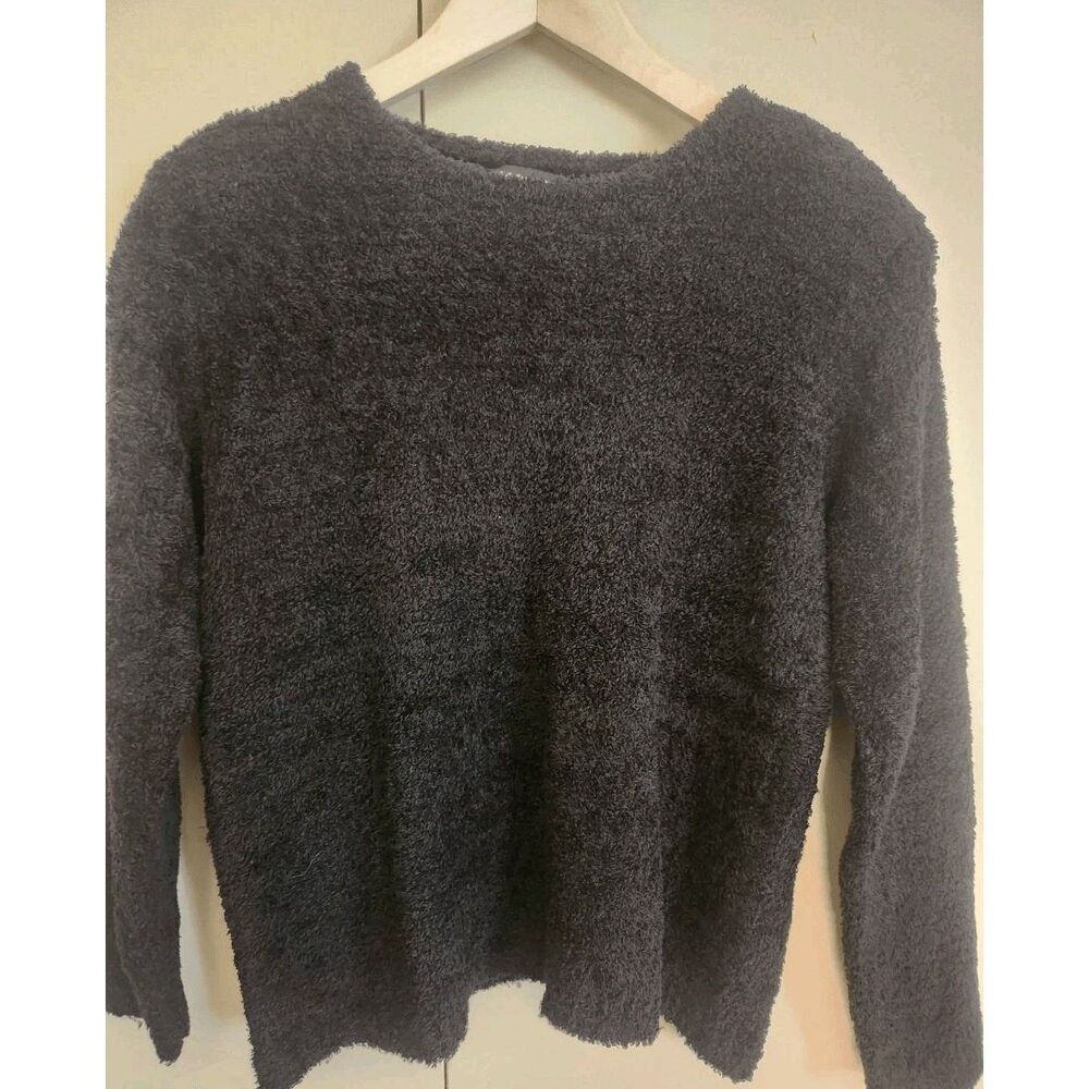 S20 Kasper Knits black soft fuzzy Sweater long sleeved Sz Large